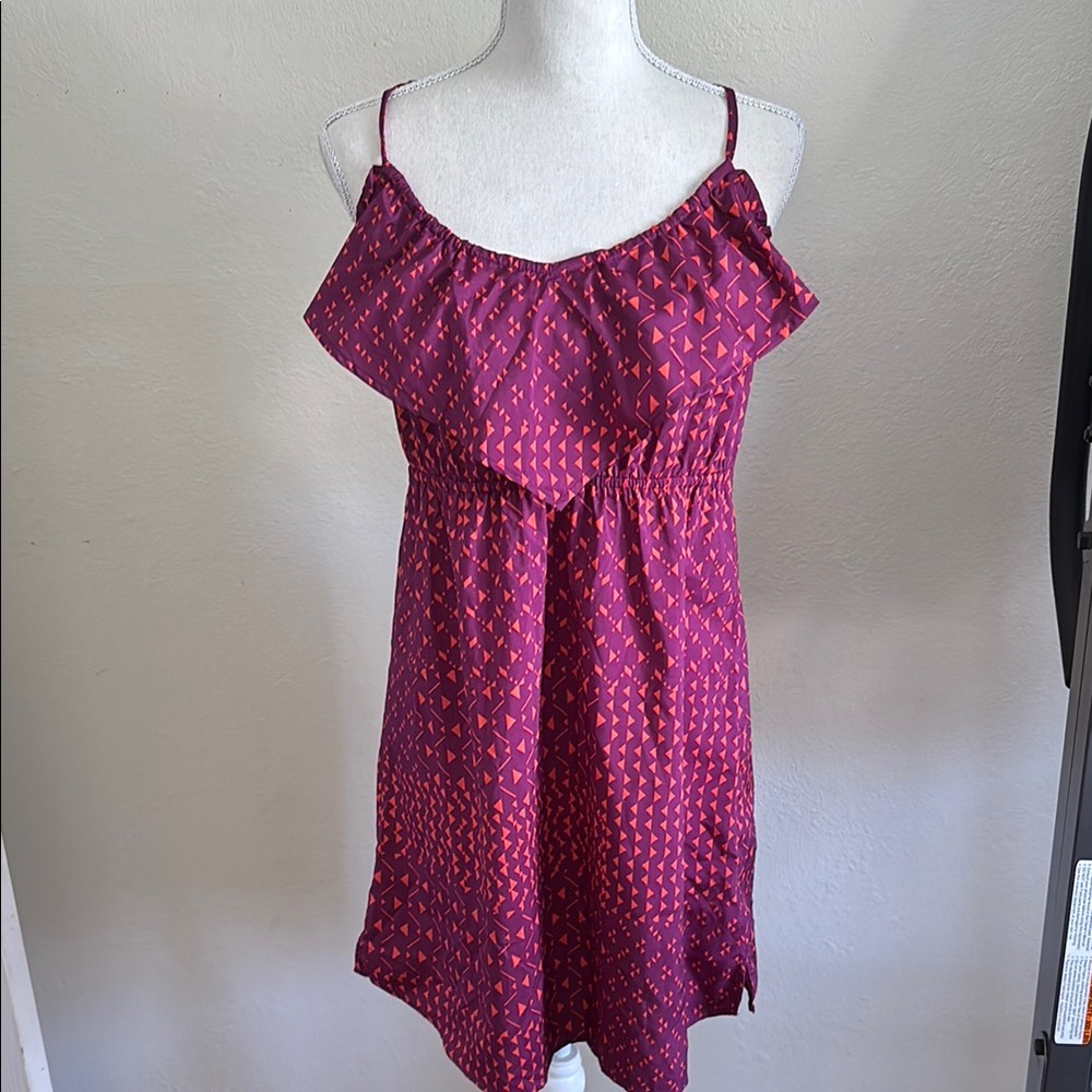 Roxy Tie-Back Patterned Keyhole Spaghetti Strap Ruffle Sundress